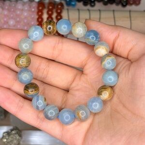 12mm Blue Onyx Beaded Bracelet | Calming & Protective Energy
